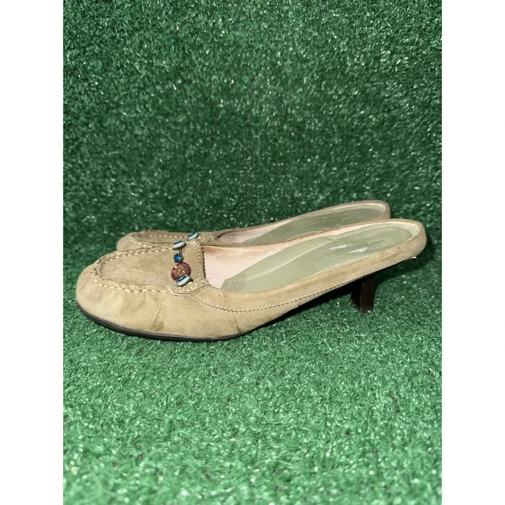Hush Puppies Vintage Brown Leather Suede Low Heeled Shoes W/ Gems Women Size 7 M